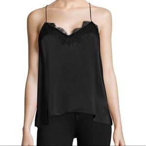 CAMI NYC Black ribbed racer back silk blouse! New!